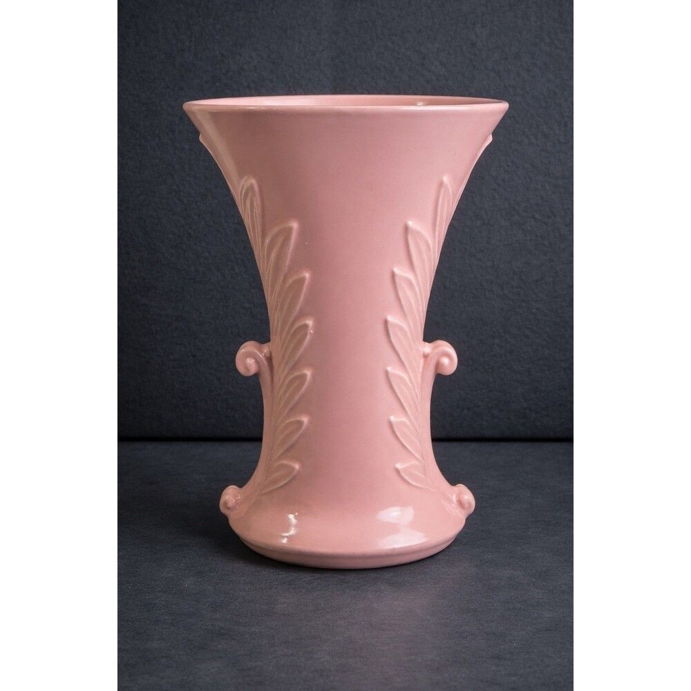 VTG Abingdon Pottery Pink Art Deco Vase Double Handled 10.75” USA